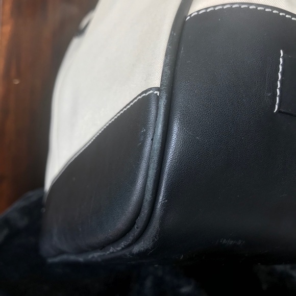 Small Canvas and Leather Coach Tote - Picture 14 of 15